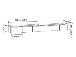 armarios de pared de madera de ingeniería gris Sonoma de 102 x 30 x 20 cm