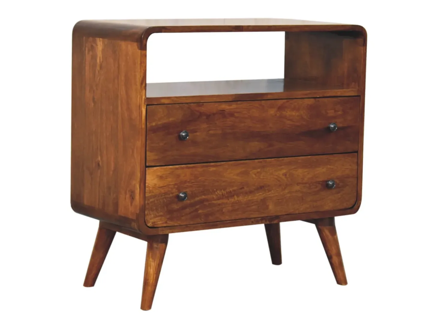 Artisan Furniture Consola curva Nordic Charm de madera maciza