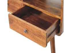 Artisan Furniture Madera maciza Mesa consola de castaño con triple curvatura