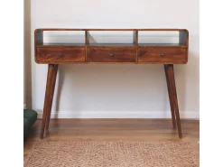 Artisan Furniture Madera maciza Mesa consola de castaño con triple curvatura