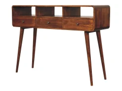 Artisan Furniture Madera maciza Mesa consola de castaño con triple curvatura