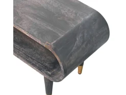 Artisan Furniture Madera maciza Mueble multimedia con bordes curvados y detalles en latón