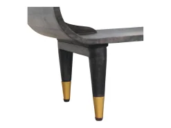 Artisan Furniture Madera maciza Mueble multimedia con bordes curvados y detalles en latón