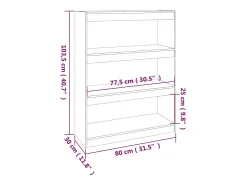 Aruna Estantería/divisor de espacios madera de pino 80x30x103,5 cm