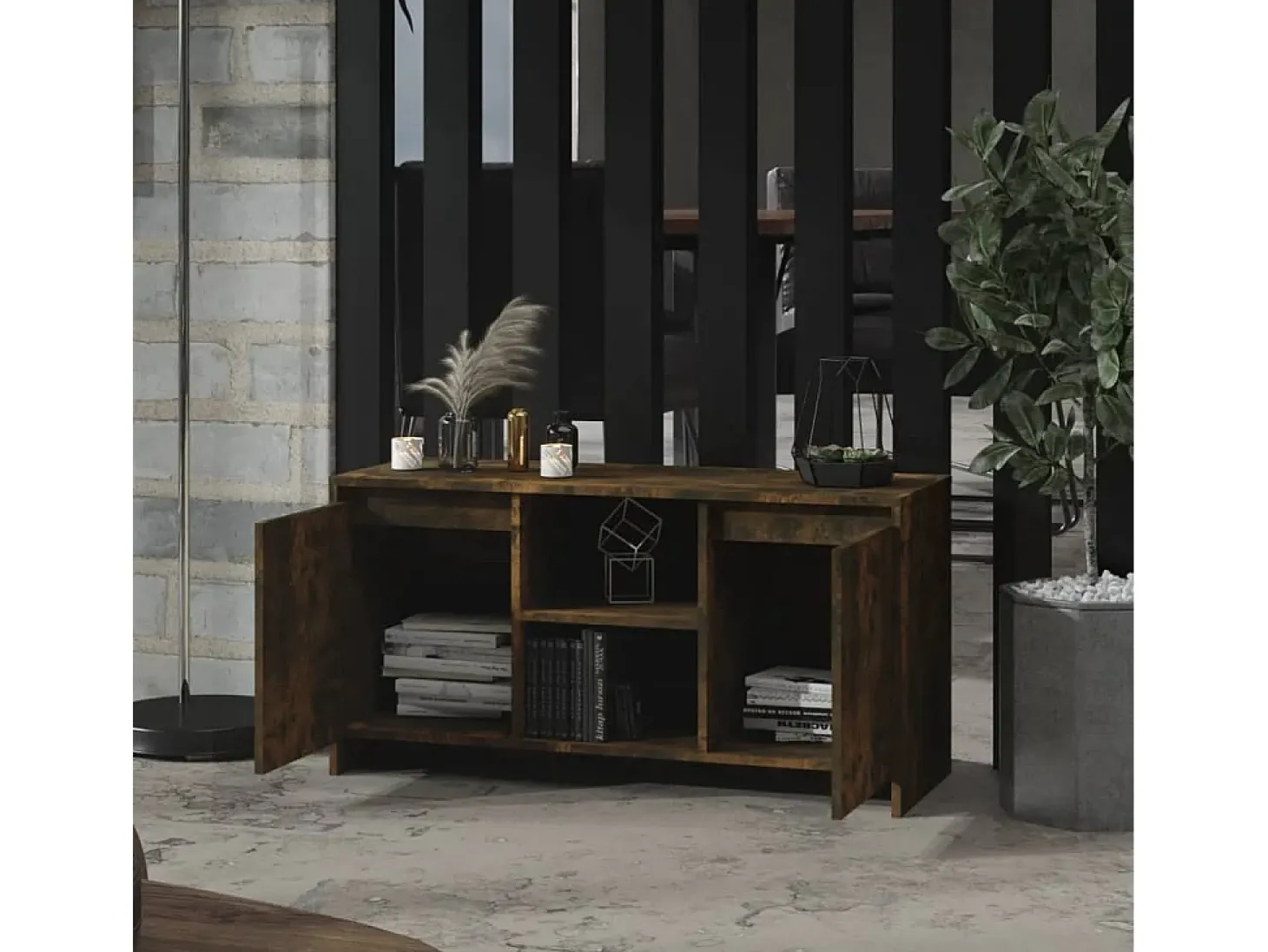 Atkinson Mueble de TV madera de ingeniería roble ahumado 102x37,5x52,5cm
