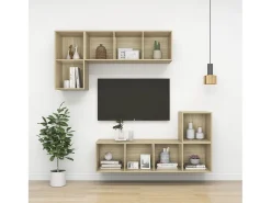 Aymee Mueble de pared para TV madera contrachapada roble 37x37x72 cm