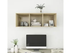 Aymee Mueble de pared para TV madera contrachapada roble 37x37x72 cm