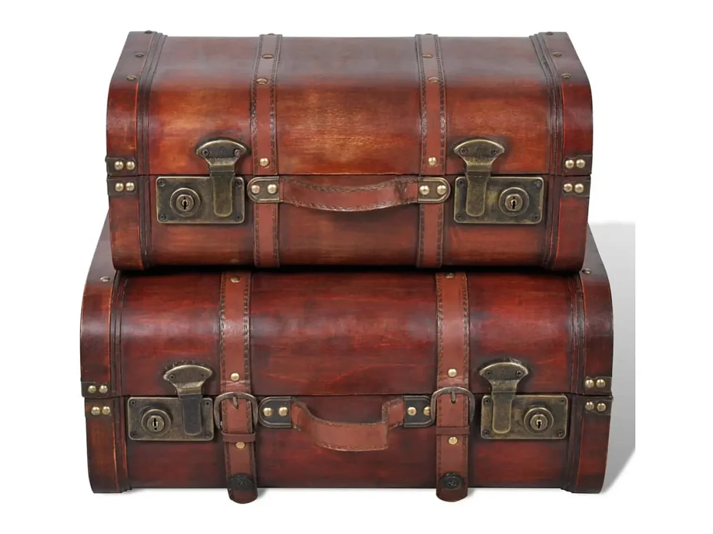 Baúl cofre de madera vintage marrón 2 unidades ES369623