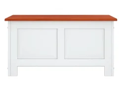 Baúl de almacenaje con tapa madera de acacia marrón y blanco