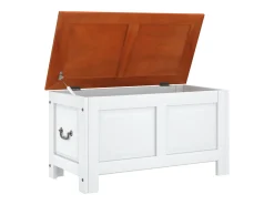 Baúl de almacenaje con tapa madera de acacia marrón y blanco