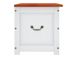 Baúl de almacenaje con tapa madera de acacia marrón y blanco