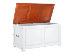 Baúl de almacenaje con tapa madera de acacia marrón y blanco