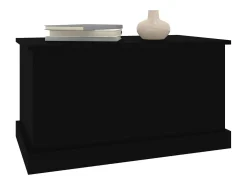 Baúl de almacenaje madera contrachapada negro 70x40x38 cm ES562786