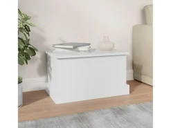 Baúl de almacenaje madera contrachapada blanco 50x30x28 cm ES430920
