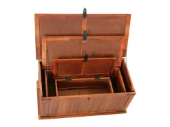 Baúl de almacenamiento 3 piezas de madera maciza de acacia