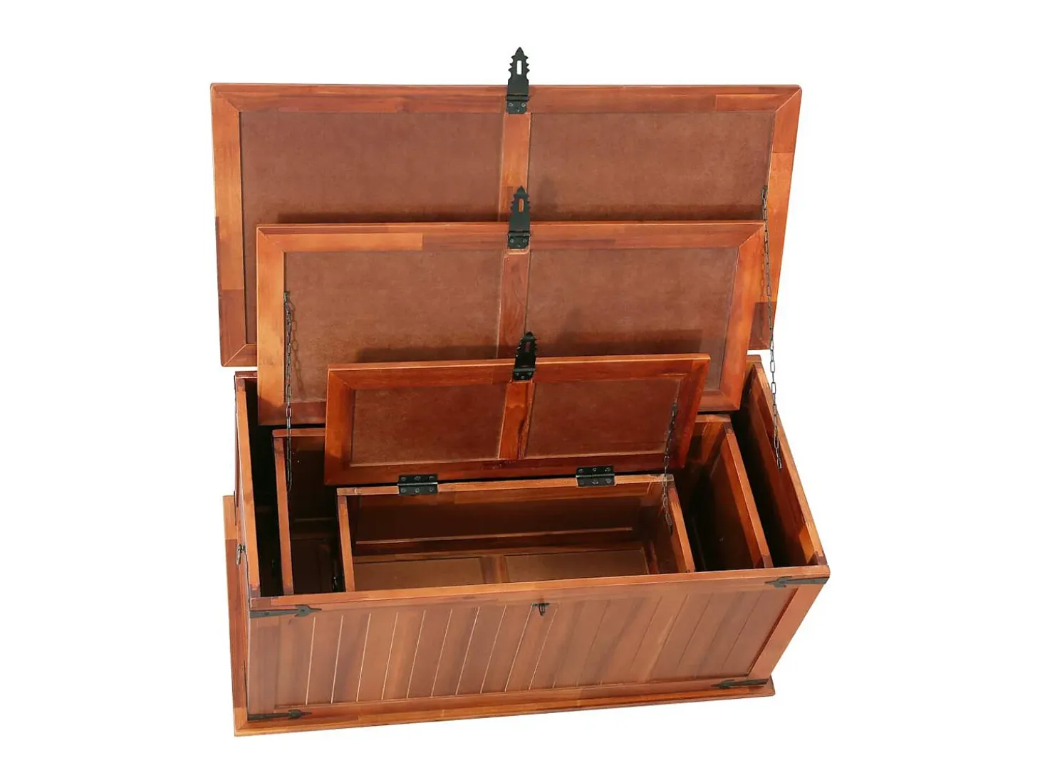 Baúl de almacenamiento 3 piezas de madera maciza de acacia
