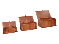 Baúl de almacenamiento 3 piezas de madera maciza de acacia
