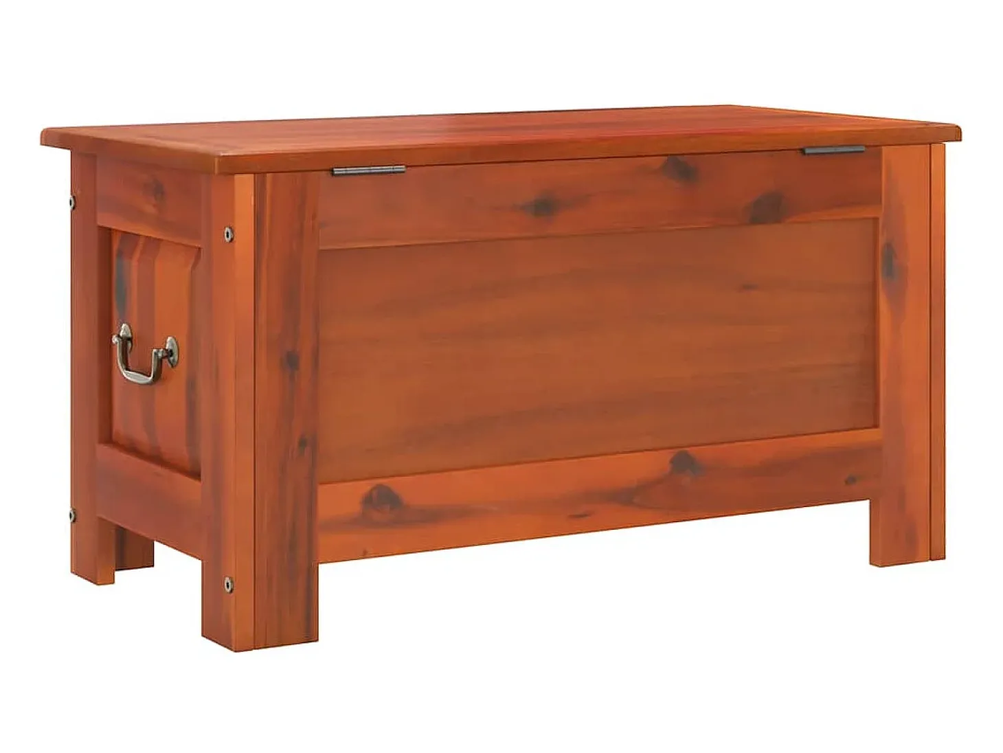 Baúl de almacenamiento con tapa madera maciza de acacia marrón