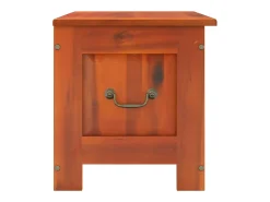 Baúl de almacenamiento con tapa madera maciza de acacia marrón