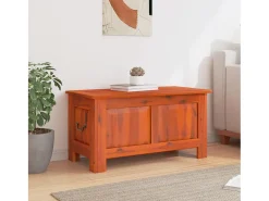 Baúl de almacenamiento con tapa madera maciza de acacia marrón ES991323
