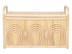 Baúl de almacenamiento de mimbre trenzado, An.91 x P. 48 x Al. 58 cm, Natural, LUMORA