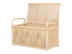 Baúl de almacenamiento de mimbre trenzado, An.91 x P. 48 x Al. 58 cm, Natural, LUMORA