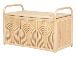 Baúl de almacenamiento de mimbre trenzado, An.91 x P. 48 x Al. 58 cm, Natural, LUMORA