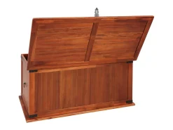 Baúl de almacenamiento de madera maciza de acacia 79x34x32 cm ES495527