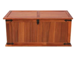 Baúl de almacenamiento de madera maciza de acacia 79x34x32 cm ES495527