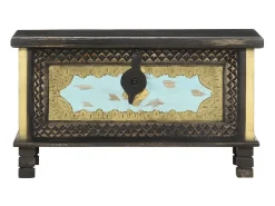 Baúl de almacenamiento madera de mango negro 80x40x45 cm