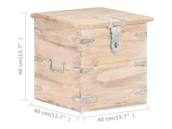 Baúl de madera maciza de acacia 40x40x40 cm