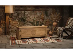 Baúl fabricado en madera maciza natural de teca 114 cm