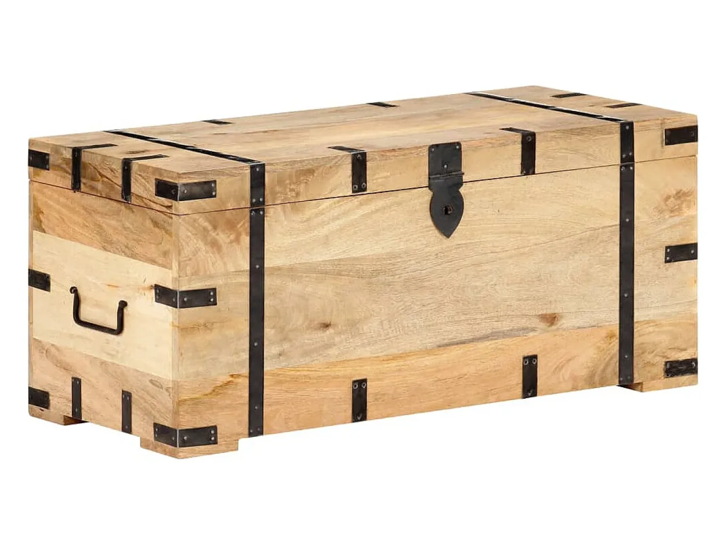 Baúl madera maciza de mango 90x40x40 cm