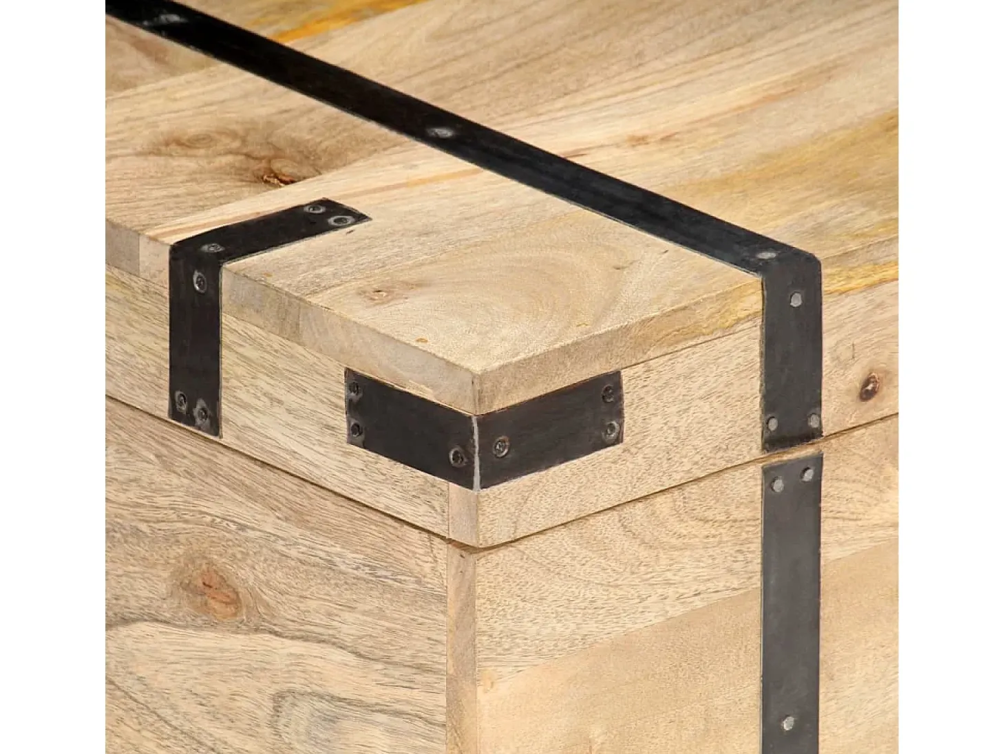 Baúl madera maciza de mango 90x40x40 cm