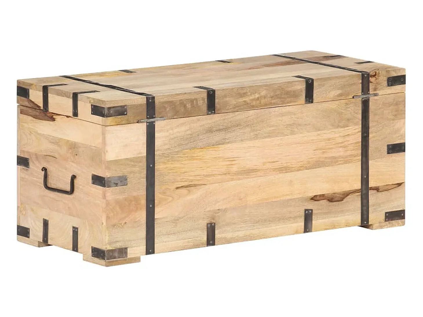 Baúl madera maciza de mango 90x40x40 cm