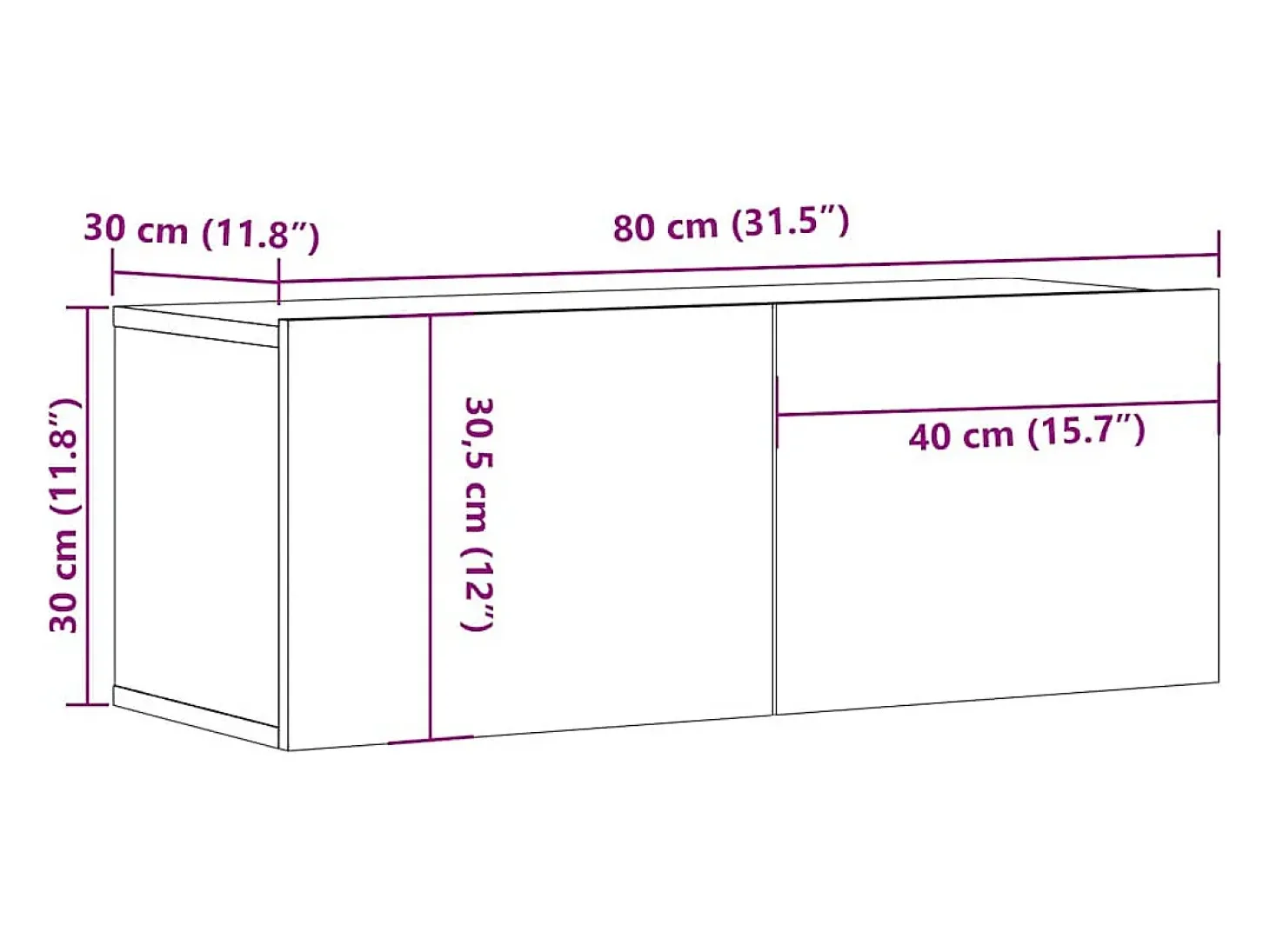 Ballinger Muebles de TV 2 uds madera ingeniería gris Sonoma 80x30x30 cm