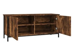 Ballyknockan Mueble TV con puertas contrachapada roble ahumado 102x35x45 cm
