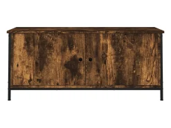 Ballyknockan Mueble TV con puertas contrachapada roble ahumado 102x35x45 cm