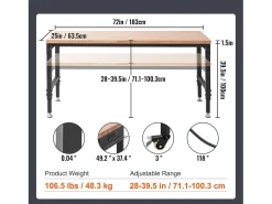 Bancada de Trabajo Ajustable SucceBuy, con Casquillo, Carga Máxima de 1361 kg
