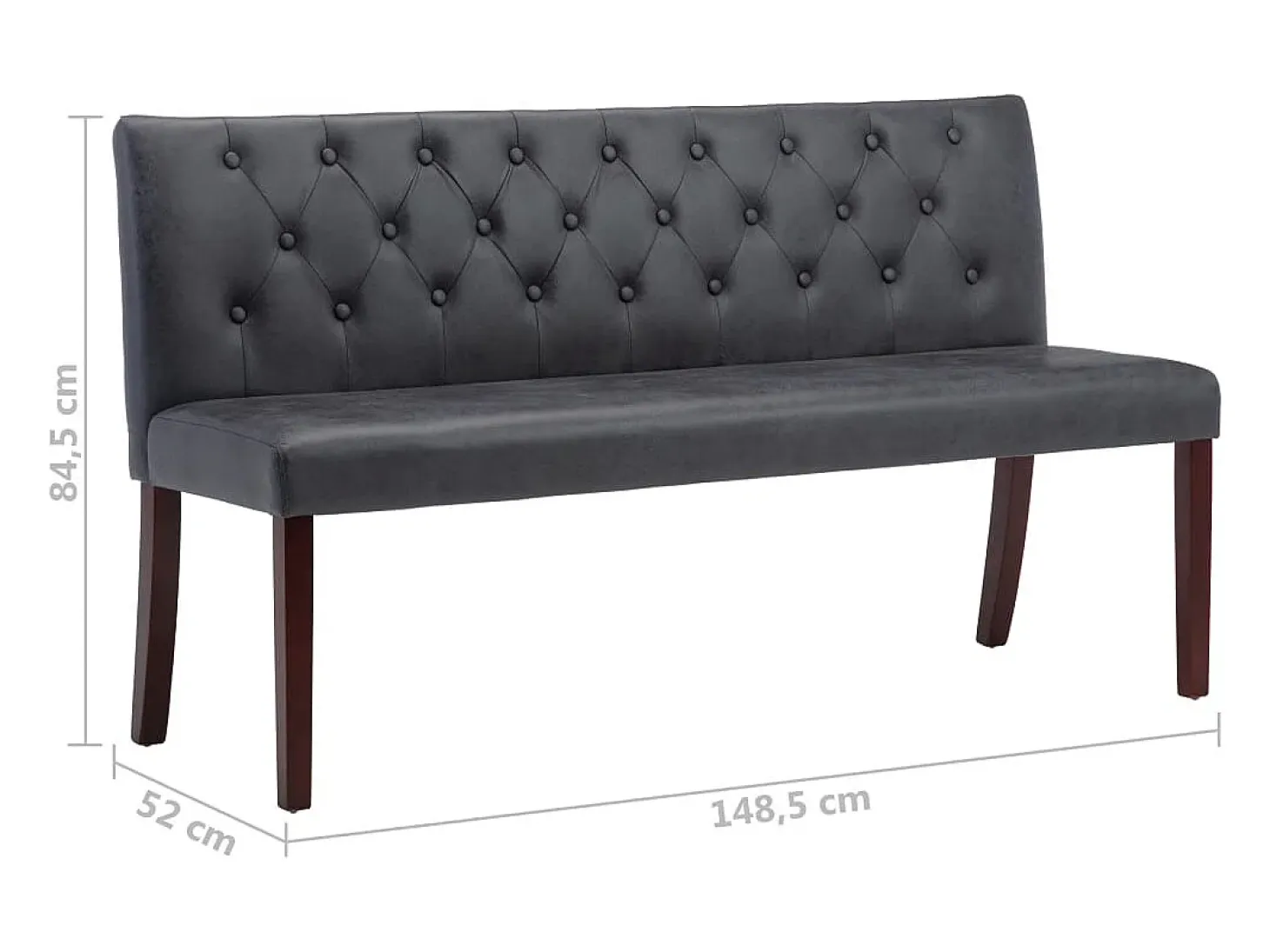 Banco 148,5 cm Gris Simil piel