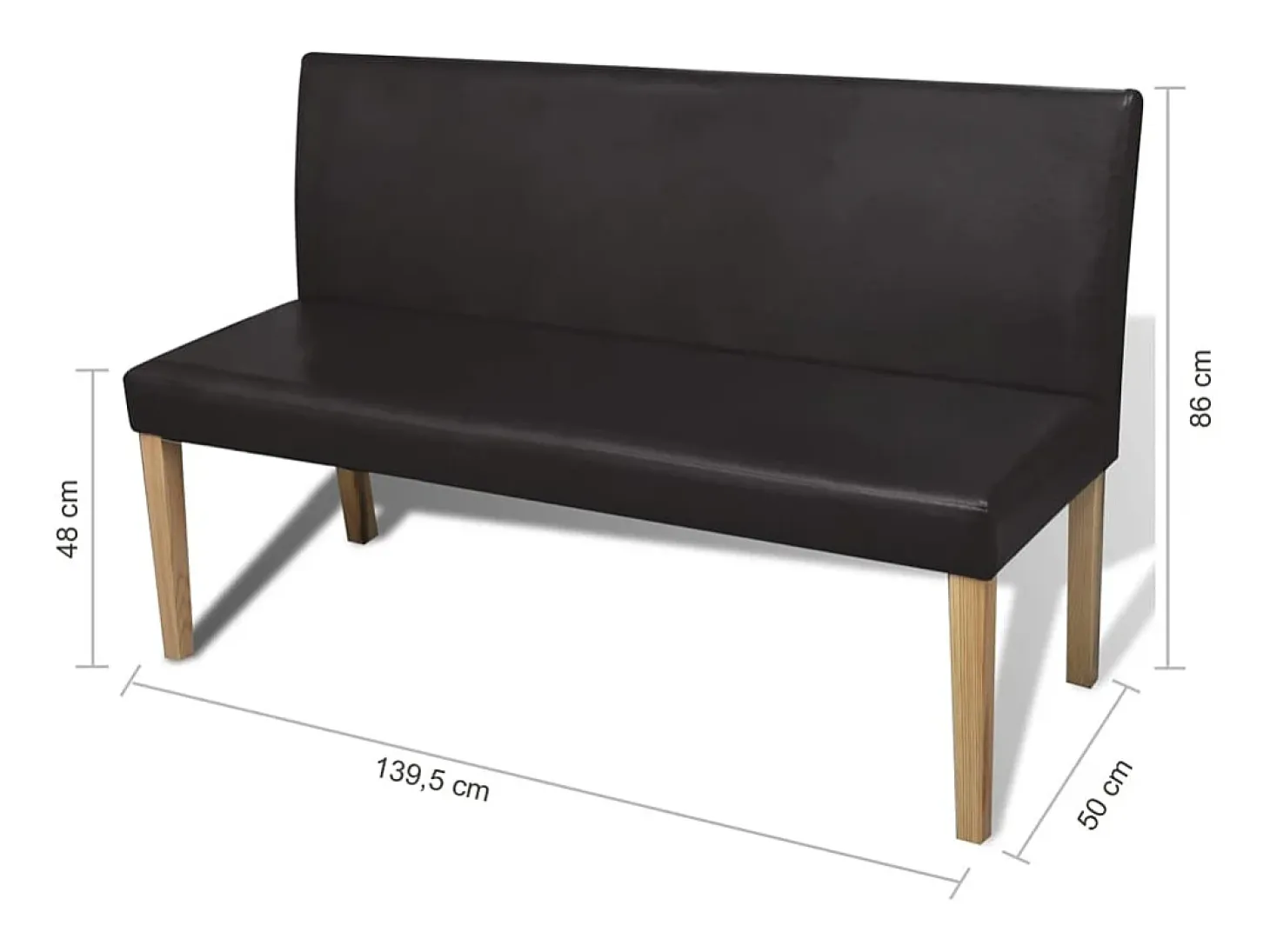 Banco 139,5 cm Piel Sintética Marrón Oscuro