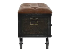 Banco almacenaje Madera maciza y polipiel 80,5x41x50 cm
