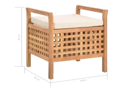 Banco almacenaje 49x48x49 cm Madera maciza de nogal