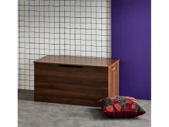 Banco arcón, final de cama con efecto de madera de nogal nogal