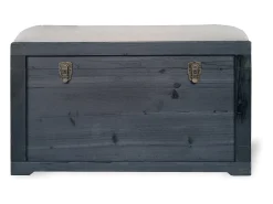 Banco baúl con cojín de lino, L. 80 x An. 40 x Al. 53 cm, Negro y beige, TURZA