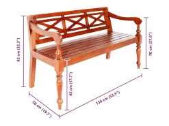 Banco Batavia 123 cm Madera Maciza de Caoba Marrón Oscuro