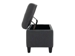 Banco con almacenaje y asiento tapizado, diseño clásico, poliéster y madera de caucho, gris oscuro (100x40x44cm)