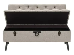 Banco con almacenaje y respaldo 110 cm Tejido Crema