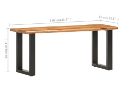 Banco con borde de madera natural 110 cm Madera maciza de acacia acero