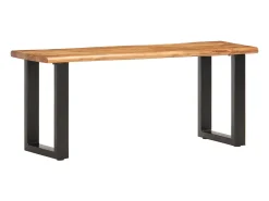 Banco con borde de madera natural 110 cm Madera maciza de acacia acero